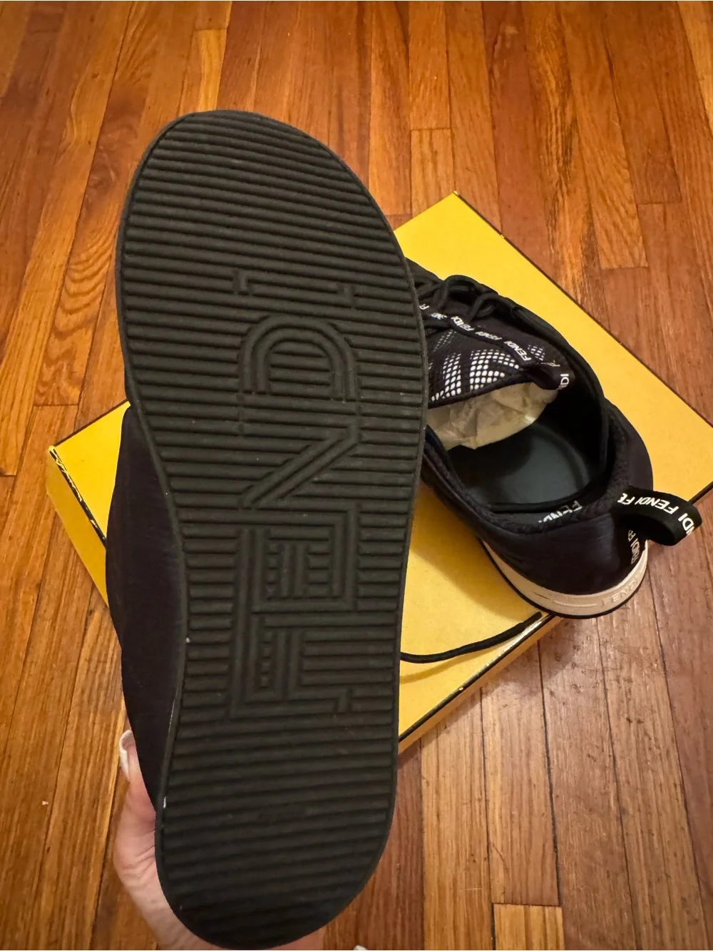 Fendi Black and White Logo-Trim Runner Sneakers